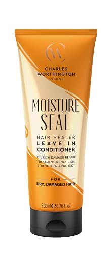 Charles Worthington Moisture Seal Hair Healer Leave-in Conditioner 200ml - Hydrating Treatment for Dry, Damaged Hair | Salon-Quality Frizz Control & Heat Protection for Smooth, Shiny Hair at Home
