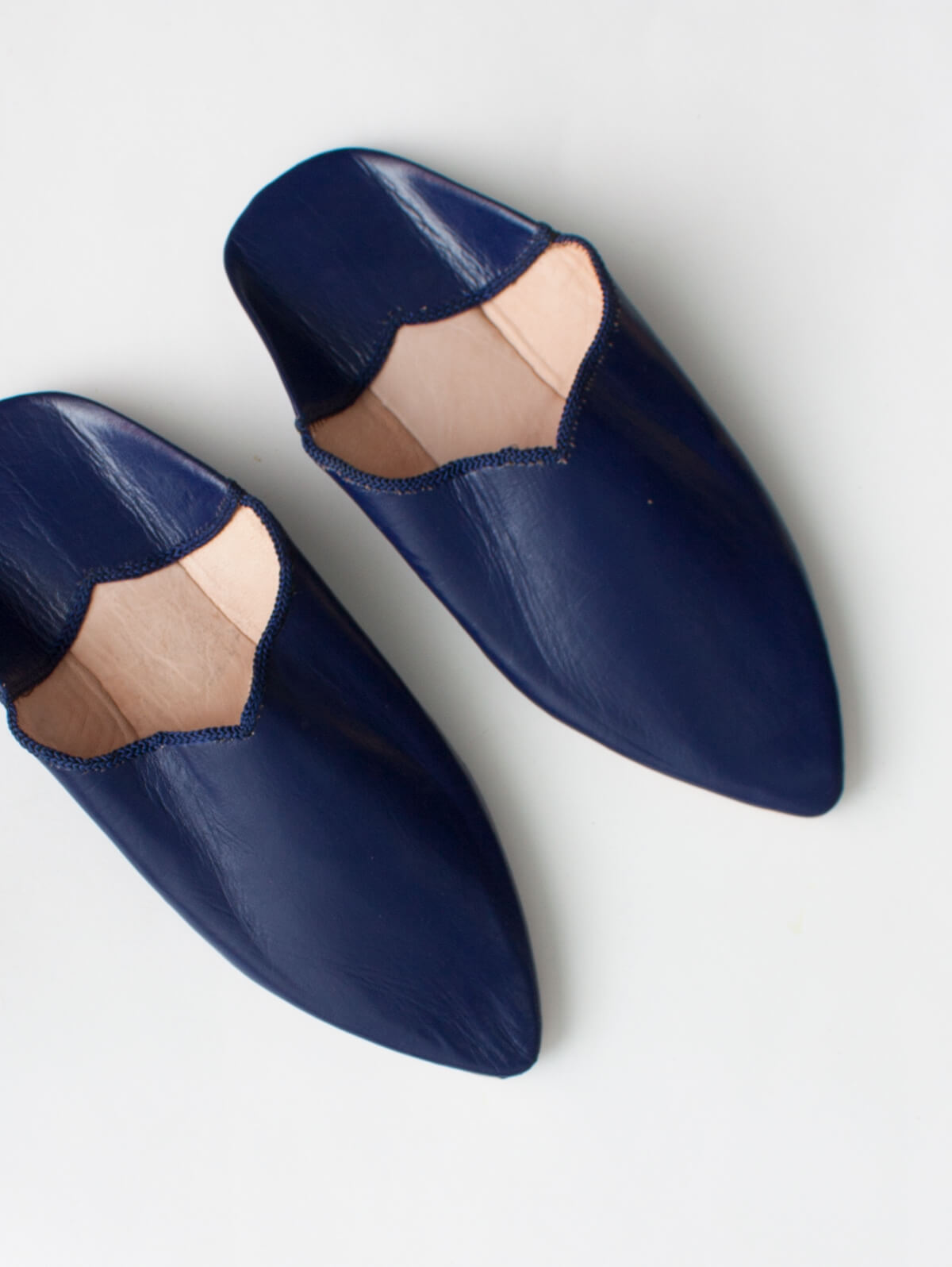 Authentic Moroccan Plain Pointed Babouche Slippers - Cobalt Blue | Comfortable Leather House Shoes for Men & Women | Perfect for Home, Lounge & Cultural Fashion