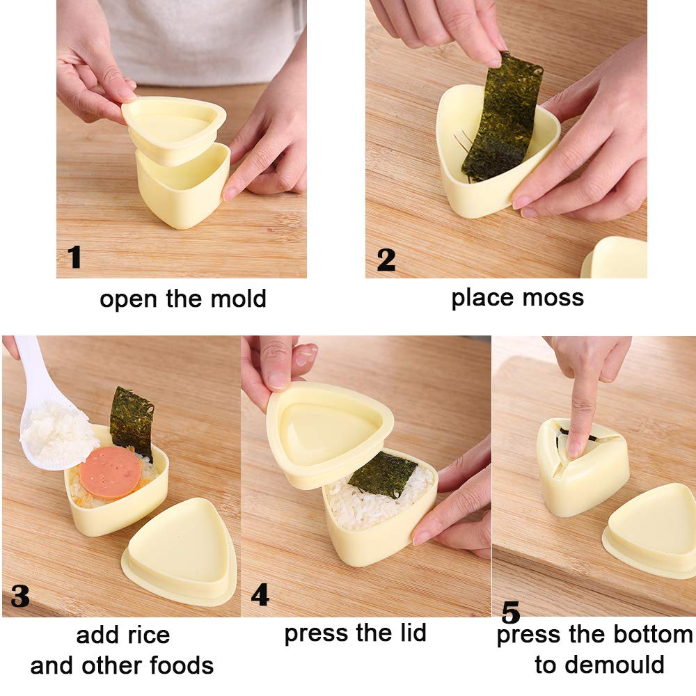 Onigiri Mold 2 Pack - Triangle Sushi Rice Ball Maker Press (Large & Small) - Non Stick Sushi Rice Making Kit for Bento Box, Lunch Prep & Japanese Cooking
