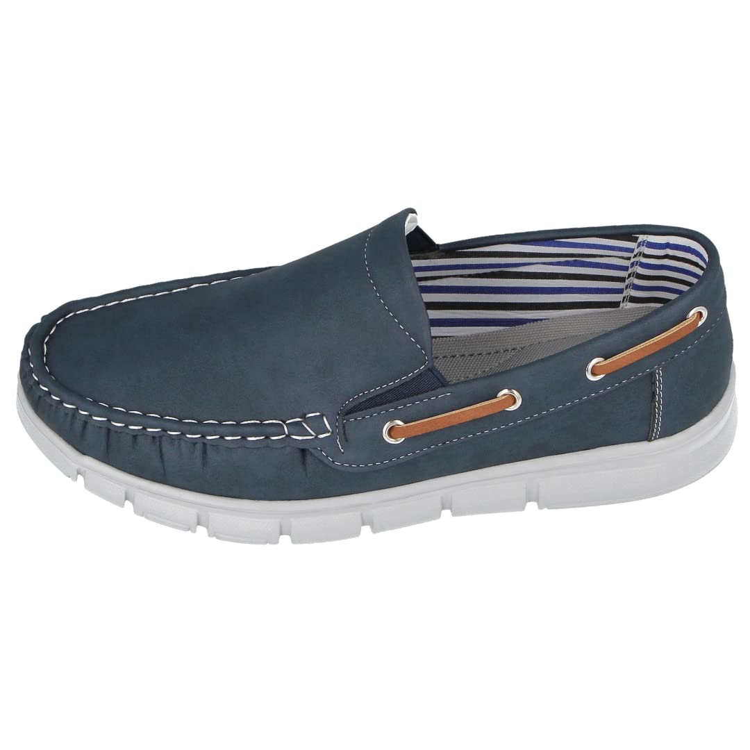 Men's Faux Leather Slip-On Classic Boat Deck Loafers - Comfortable Casual Shoes for Work, Travel & Everyday Wear
