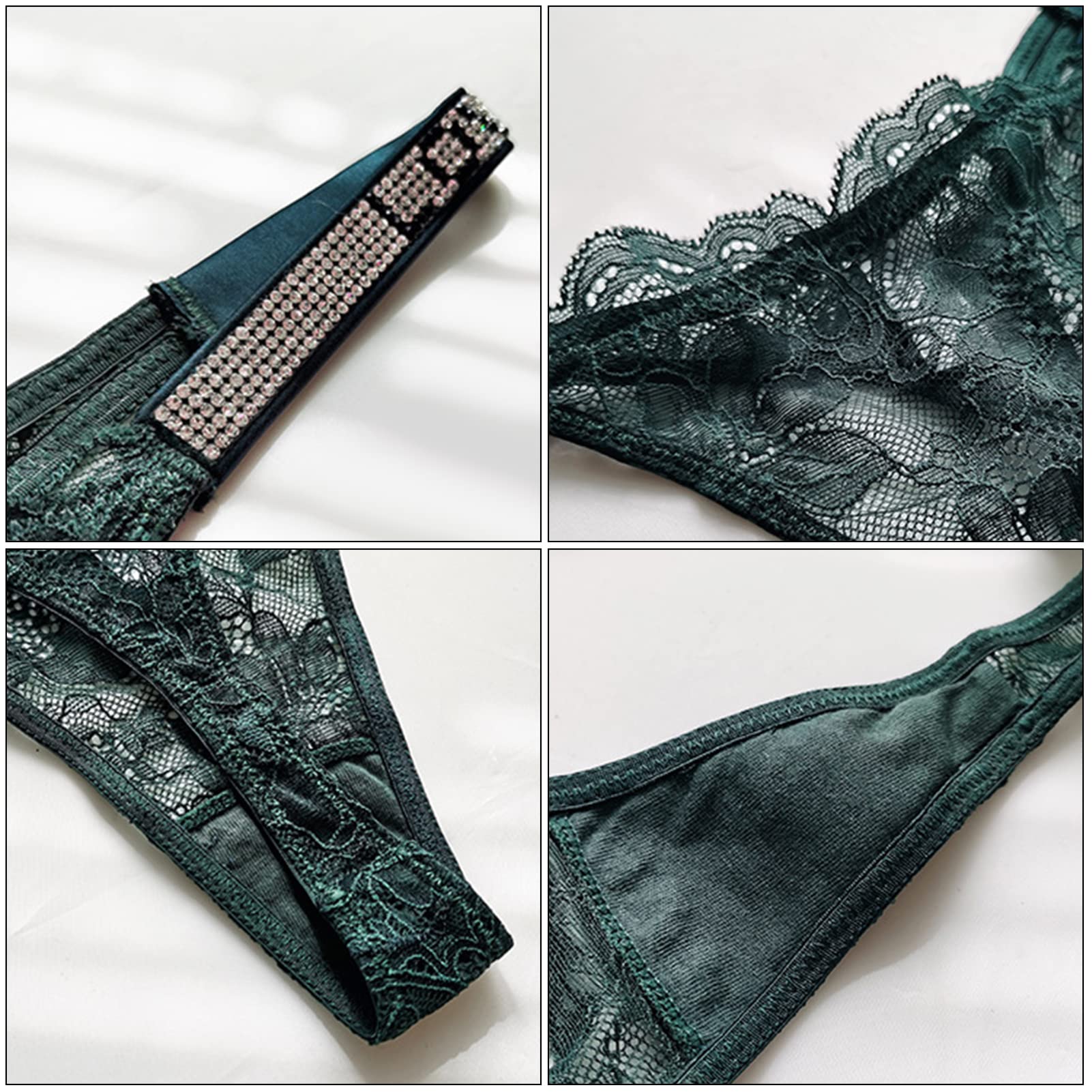 Sexy Rhinestone G-String Thong Panties for Women - Low Rise Lace T-Back Underwear, 3 Pack | Perfect for Date Night, Boudoir & Sensual Occasions