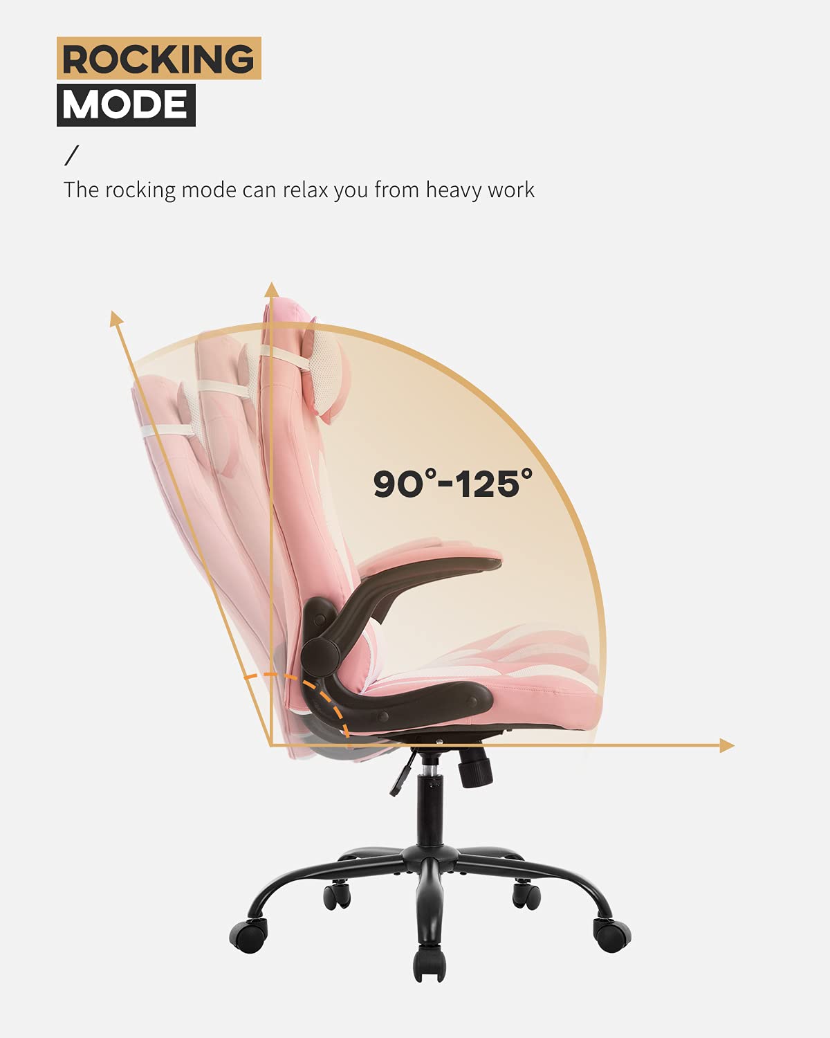 Ergonomic PC Gaming Chair with Adjustable Armrests, Headrest & Lumbar Support - High Back PU Leather Office Desk Chair for Home, Work & Gaming - Comfortable Executive Racing Style Computer Chair (Pink) - Perfect for Esports, Streaming & Long Work Sessions