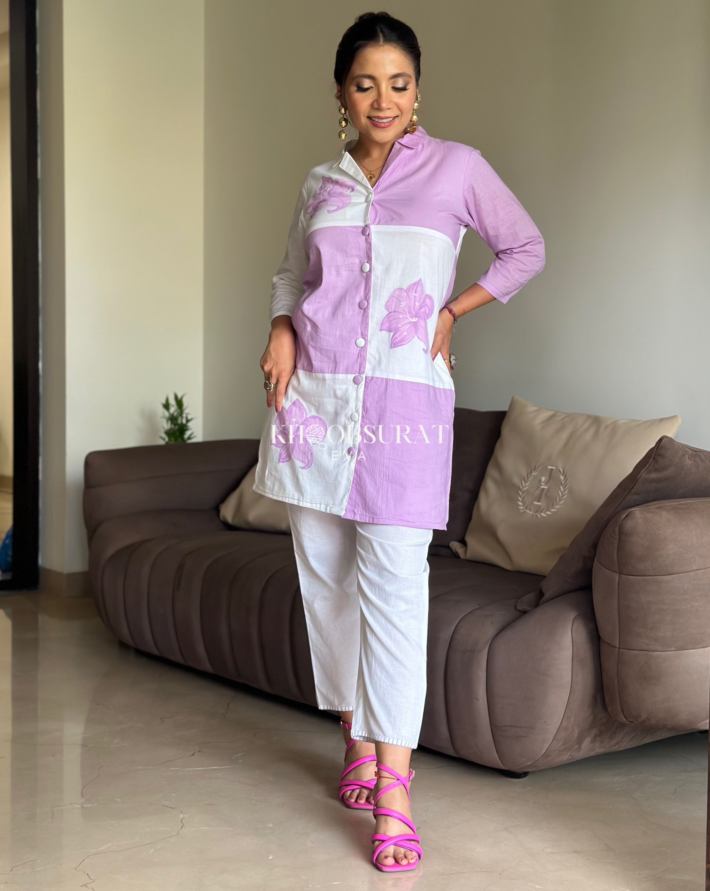 Stylish Purple Summer Co-Ord Set for Women | Trendy Matching Outfit | Perfect for Beach Vacations, Pool Parties & Summer Getaways