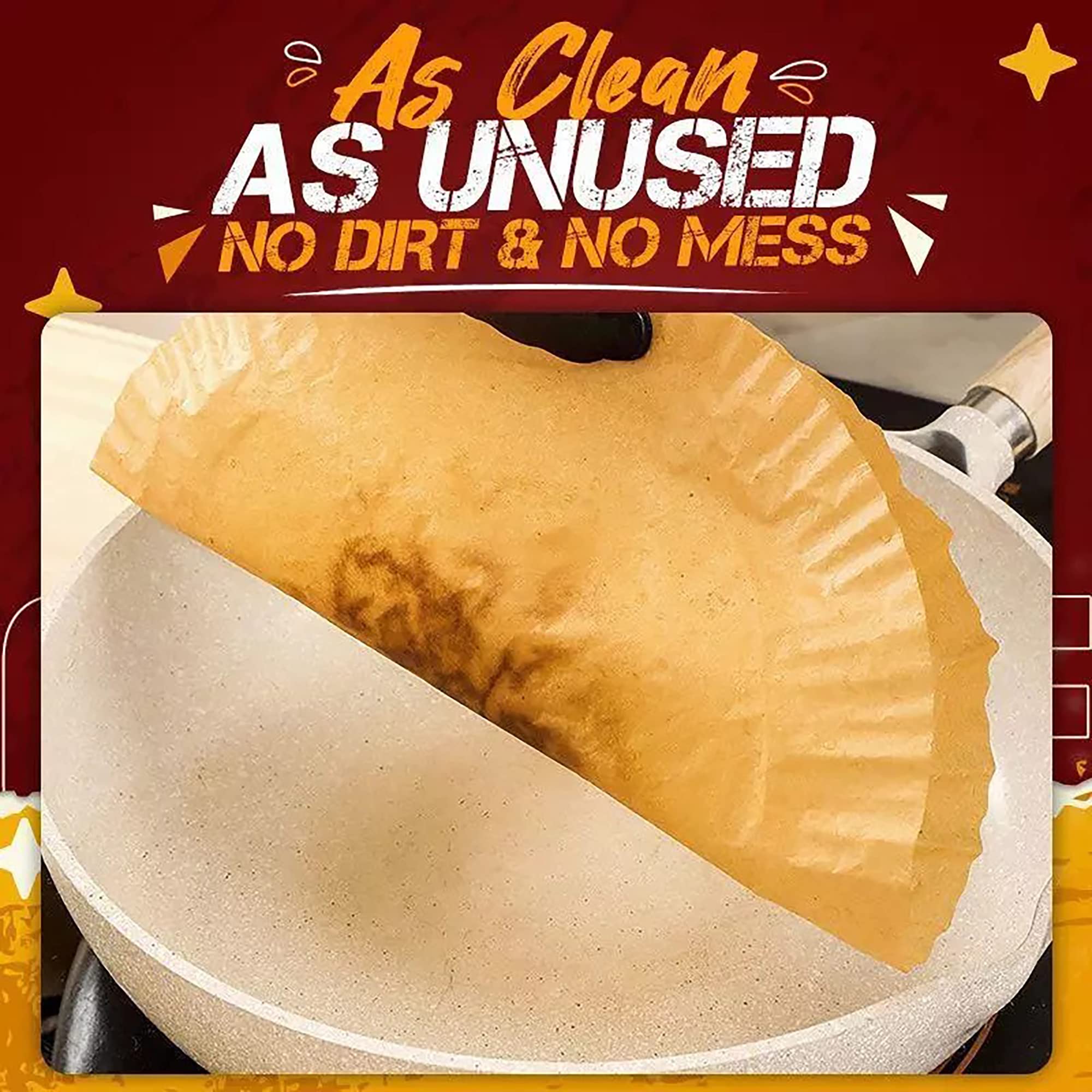 Non-Stick Air Fryer Disposable Paper Liners - 50PCS 6.3 Inch Round Parchment Wood Pulp Steamer Mats for Healthy Cooking | Perfect for Air Frying, Baking, Roasting & Steaming Vegetables