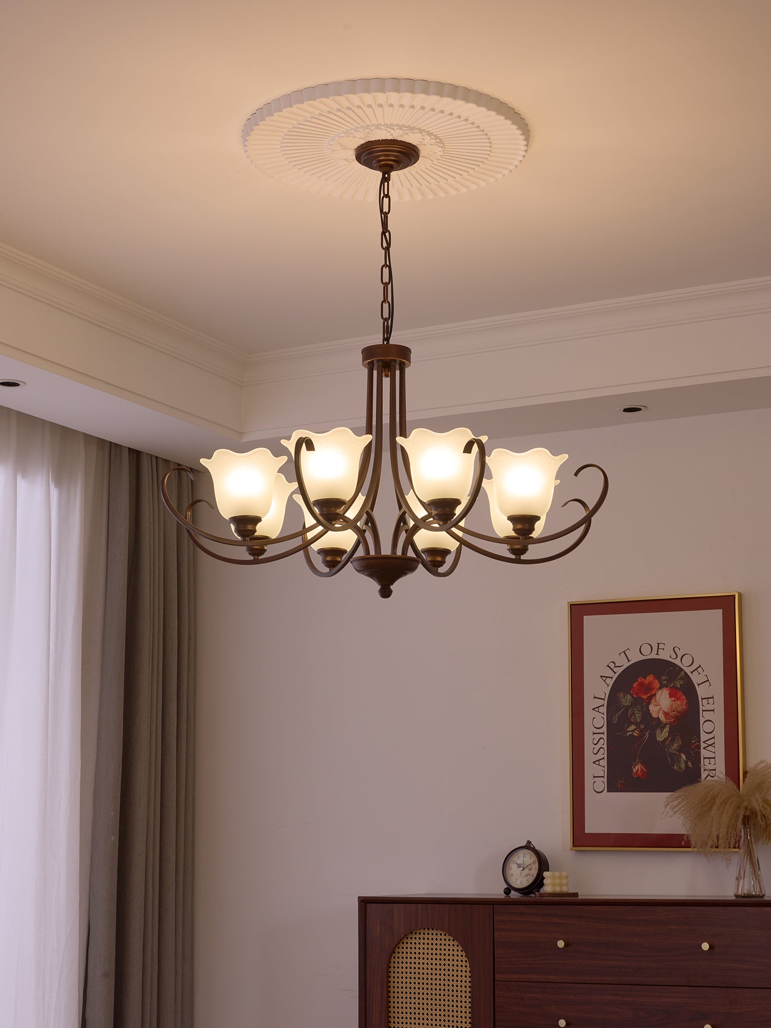 Mireille Floral Chandelier - Elegant Crystal Flower Ceiling Light Fixture for Dining Room, Living Room & Bedroom | Perfect for Home Decor, Wedding & Romantic Ambiance