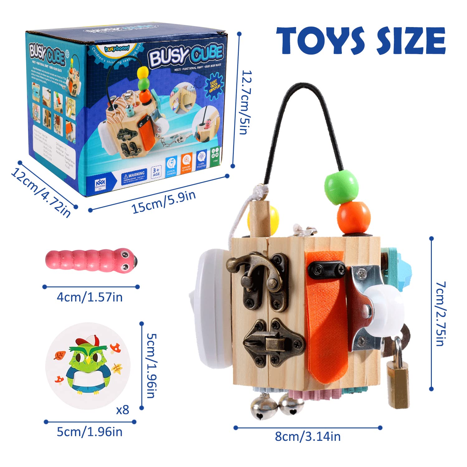 Busy Cube Sensory Board for Toddlers - Montessori Fine Motor Skills Toy for Kids 3+ Years | Travel Learning Activity for Babies & Preschoolers | Perfect for Airplane, Car Rides & Quiet Playtime