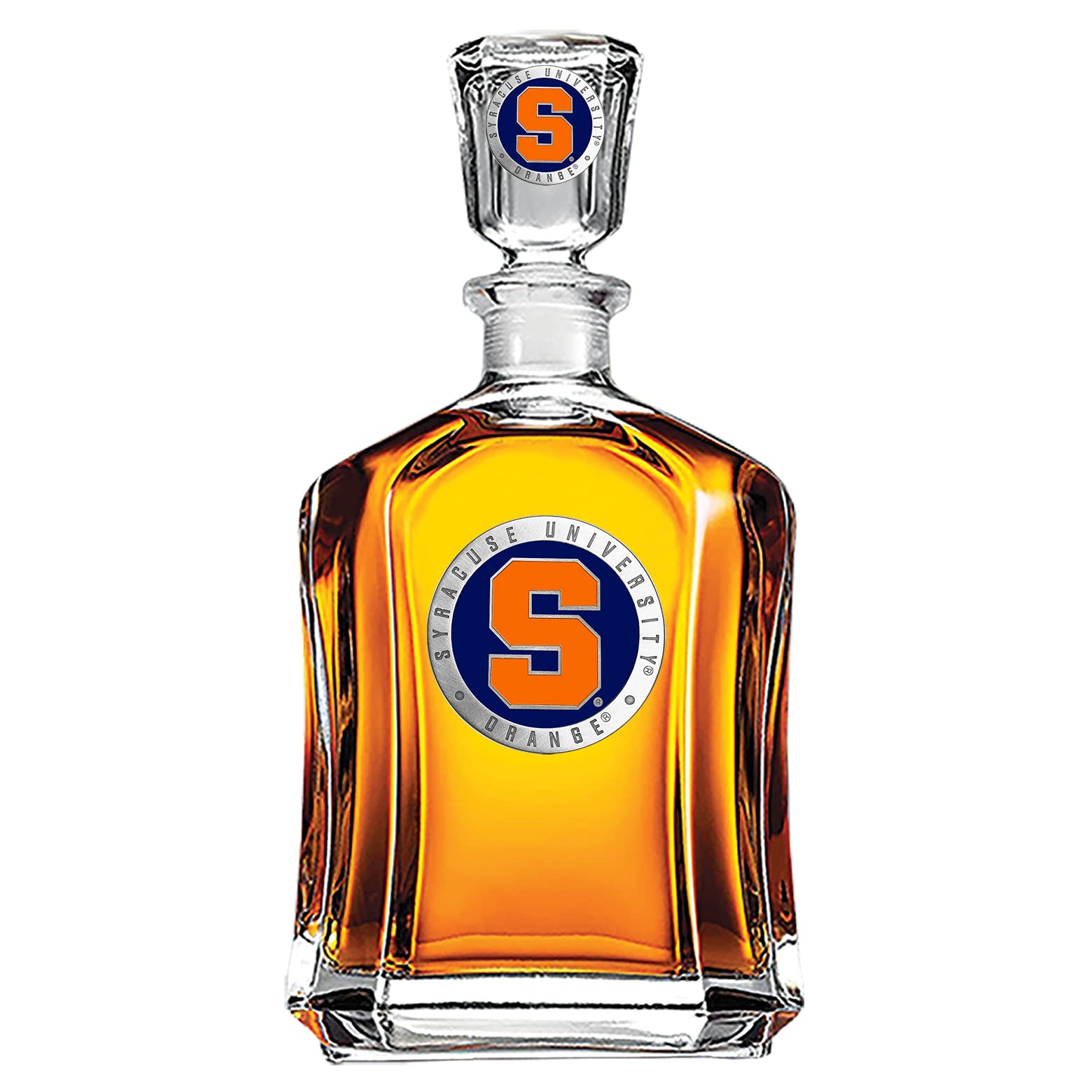 Syracuse Capitol Decanter - 24oz Premium Liquor Decanter with Pewter Glass Lid | Handcrafted Barware for Whiskey, Bourbon & Scotch | Elegant Home Bar Accessory for Entertaining & Gifting