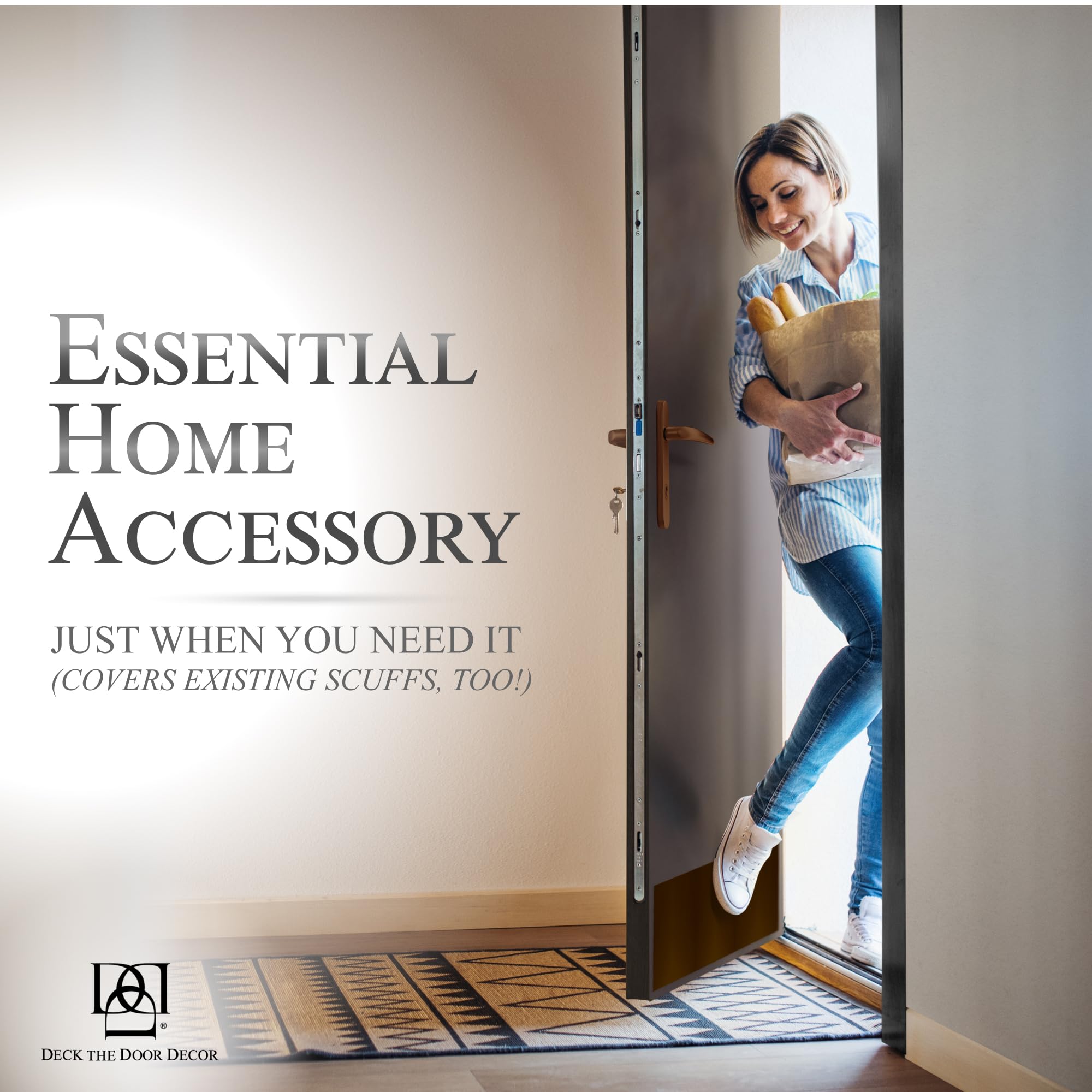 Magnetic Rubber Door Kick Plate - Durable UV Printed Faux Bronze - for Steel Doors & Home Decor