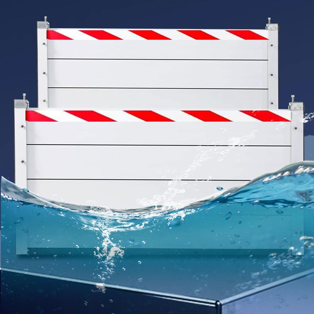 Reusable Aluminum Flood Barrier for Garage Doors - Heavy Duty Water Dam Shield, Removable Temporary Flood Wall Protection - Ideal for Home, Business & Storm Preparedness