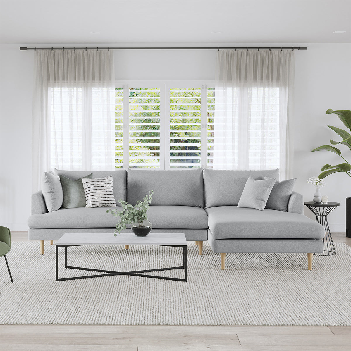 Byron Fabric Modular Sofa with Right Hand Chaise - Modern Sectional Couch for Living Room, Lounge & Family Room - Comfortable & Stylish Home Furniture