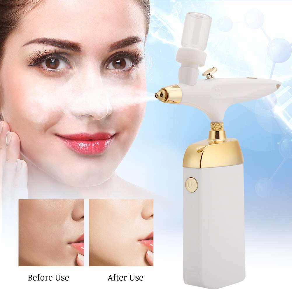 Portable Airbrush Makeup Machine - Handheld Oxygen Injection Moisturizing Beauty Device with Tattoo Paint Spray Gun for Home & Professional Use | Perfect Gift for Women (White) | Ideal for Skincare, Makeup Application & Cosmetic Tattooing