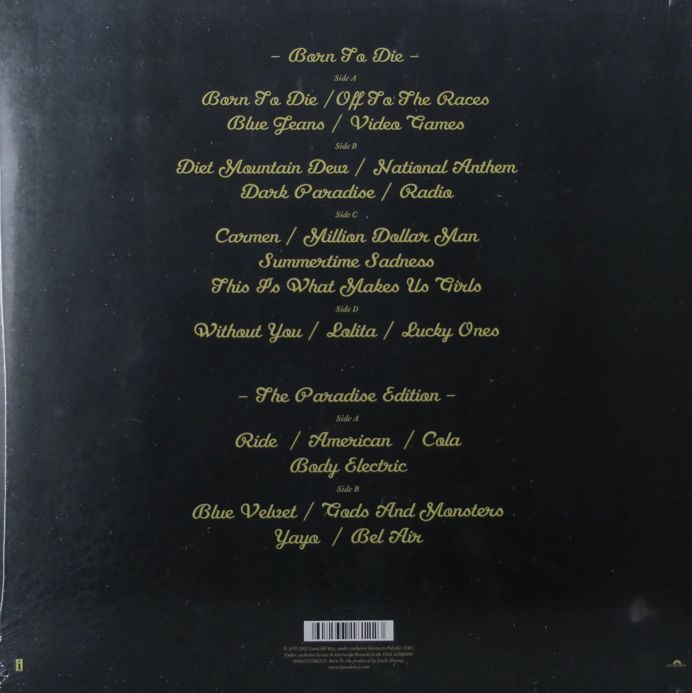Lana Del Rey 'Born To Die: Paradise Edition' Vinyl LP Record with Slipcase - Limited Edition Collectible for Music Lovers & Home Decor