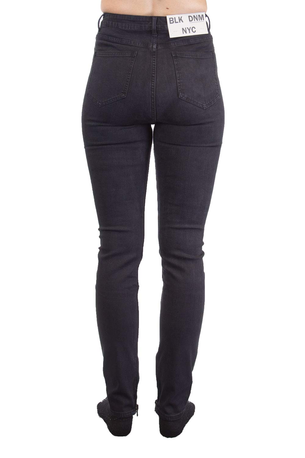 Women's High Rise Ankle Zip Skinny Jeans - Black Stretch Denim Pants for Casual Wear & Night Out