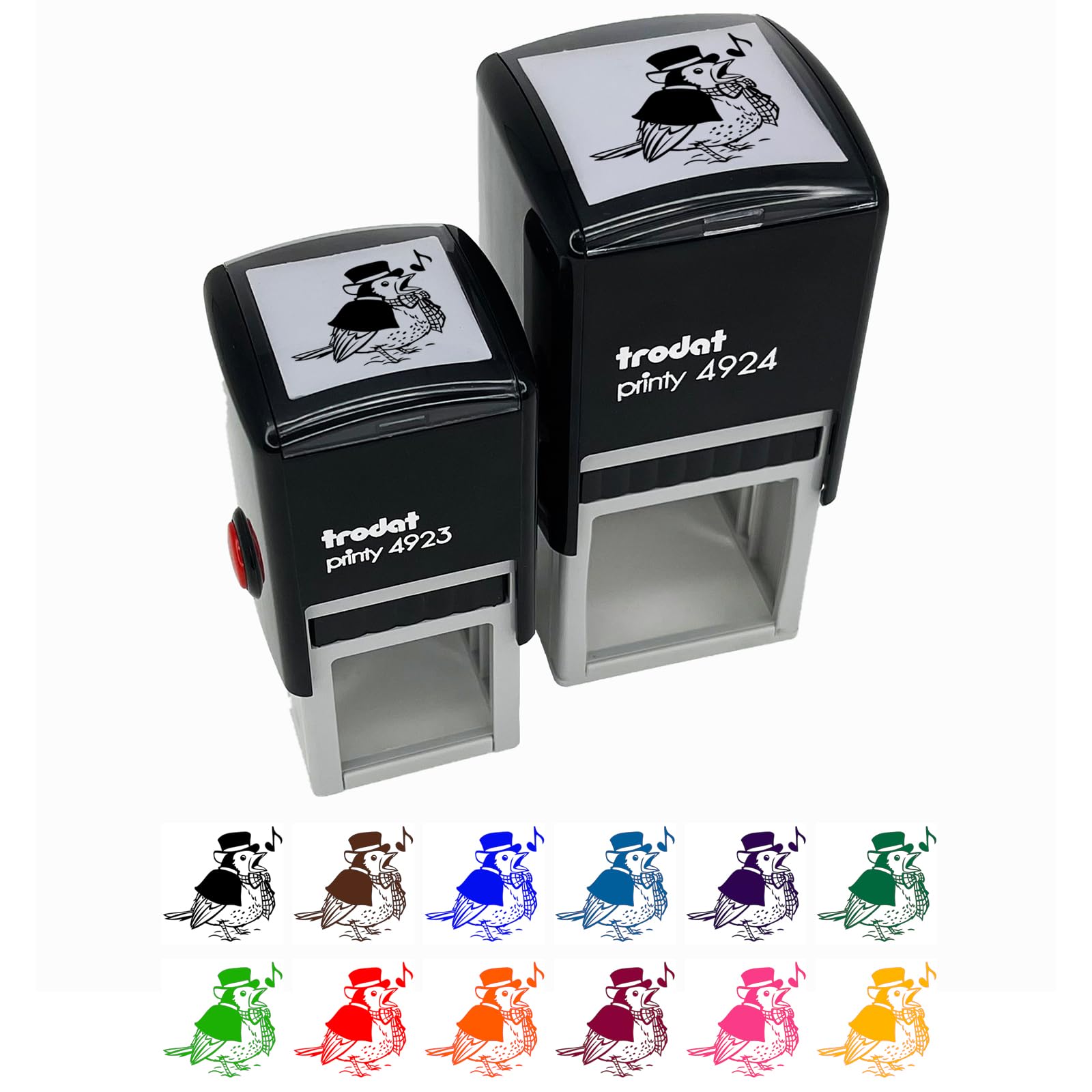 Christmas Caroler Song Bird Robin Self-Inking Rubber Stamp - 1 Inch Small Stamp with Black Ink - Perfect for Holiday Cards, Gift Wrapping & DIY Crafts