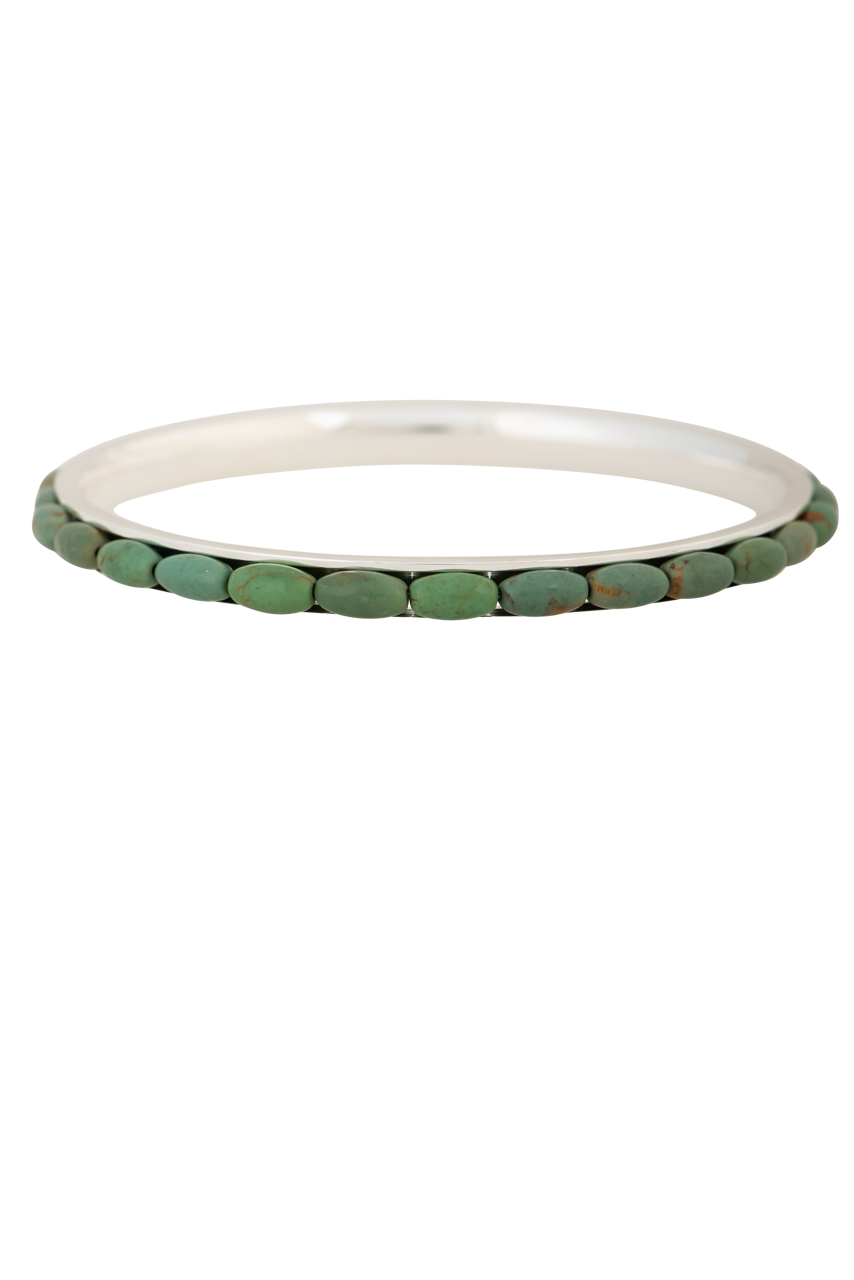 Paige Wallace Green Turquoise Round Bangle Bracelet for Women - Handmade Boho Jewelry Gift for Birthday, Anniversary & Special Occasions | Perfect for Layering, Boho Fashion & Everyday Wear
