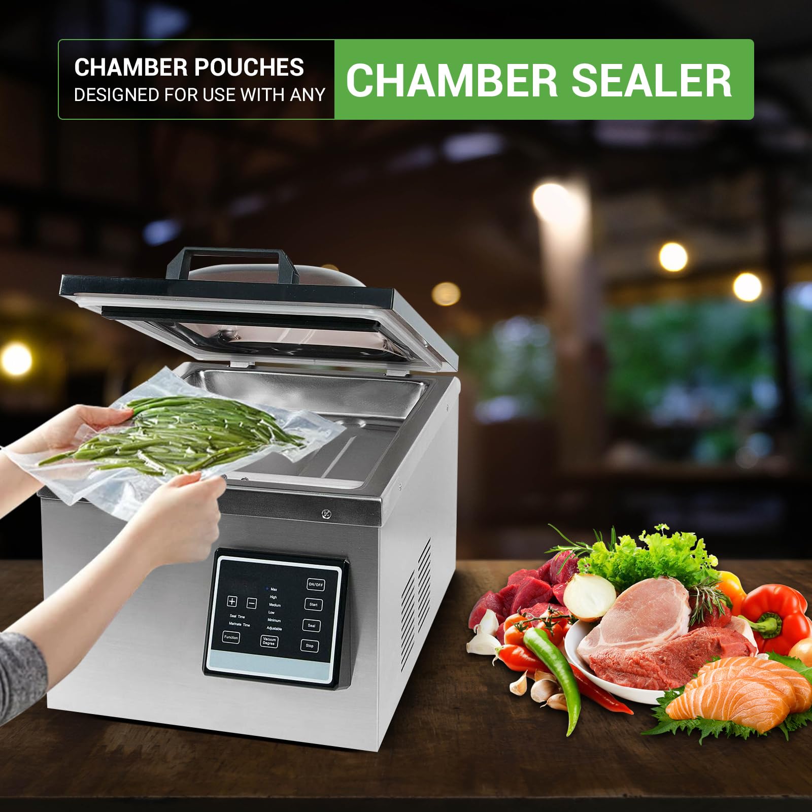 Premium Chamber Vacuum Sealer Bags 300 Count - 6x10, 8x12, 10x13 Inch - 3-Mil Thick BPA-Free Heavy Duty Vacuum Pouches for Food Storage, Sous Vide, Meal Prep & Commercial Kitchens