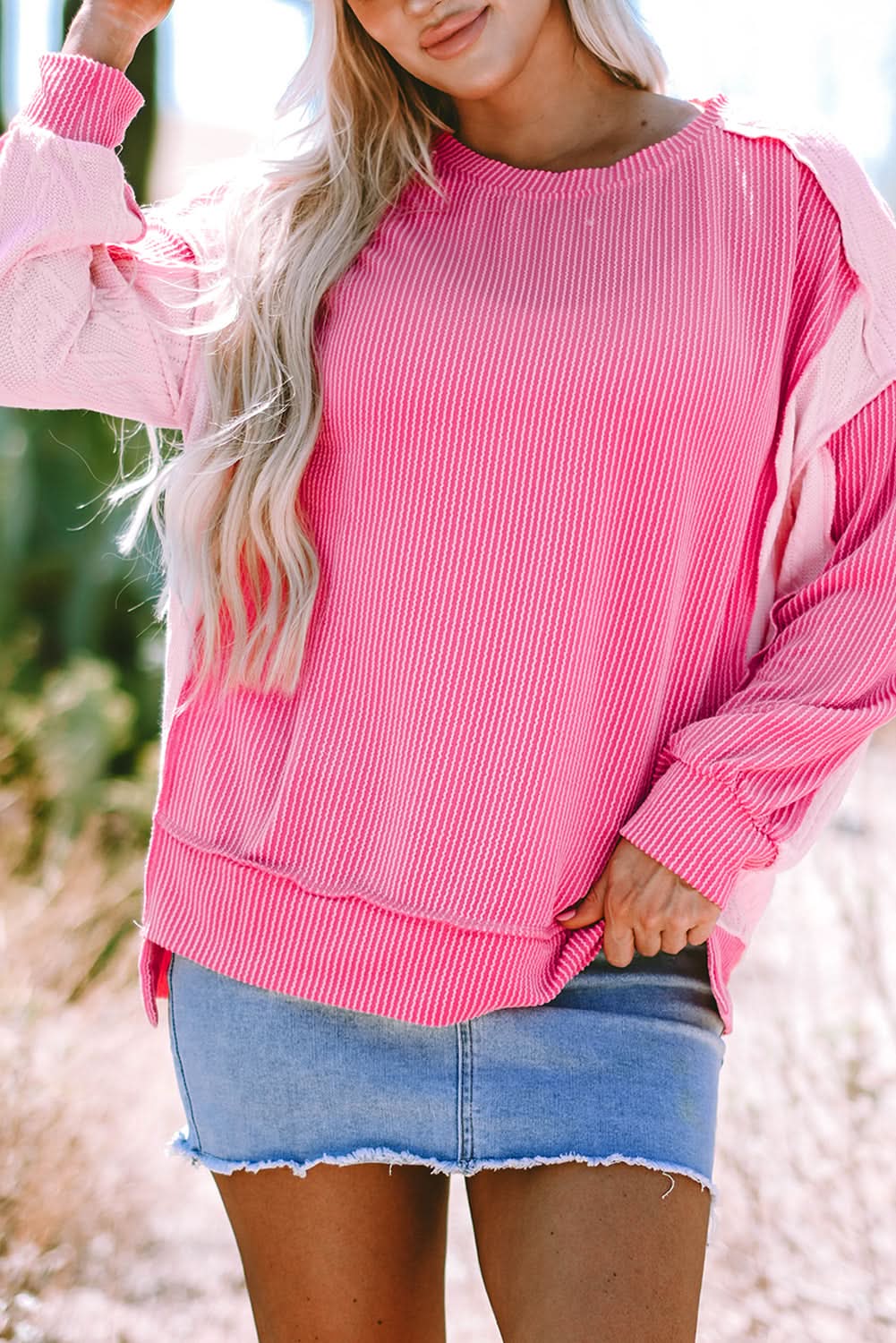 Stylish Colorblock Cable Knit Sweatshirt for Women - Cozy Winter Pullover for Casual Outings & Layering