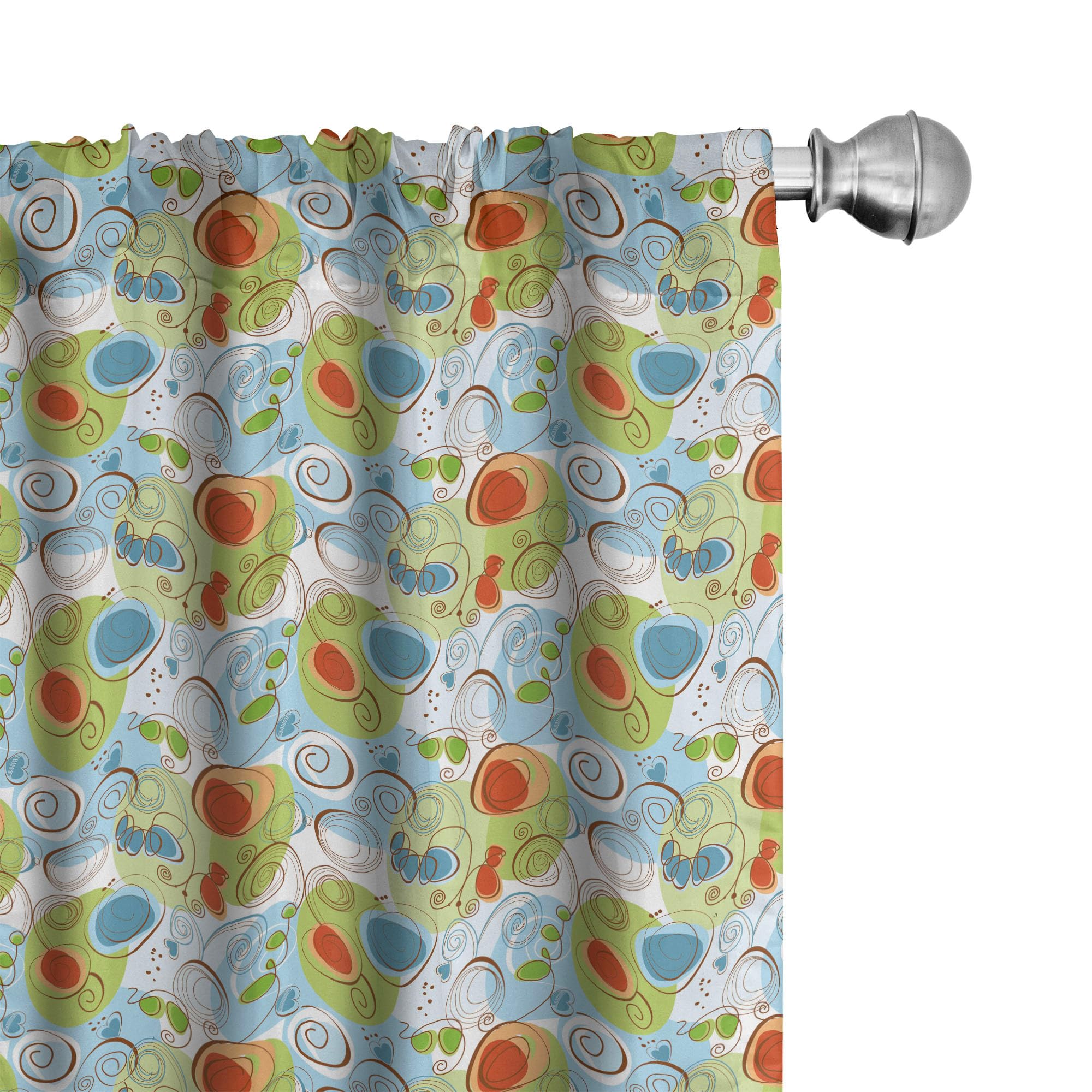 Ambesonne Modern Floral Geometric Abstract Curtains - 2 Panel Set 28