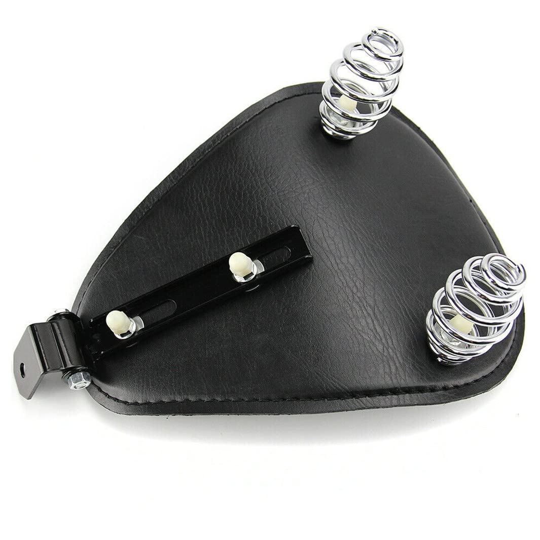 BR19 Black Solo Bobber Skull Seat Set with Springs - Custom Motorcycle Seat for Harley, Chopper & Cruiser Bikes - Perfect for Long Rides & Custom Builds