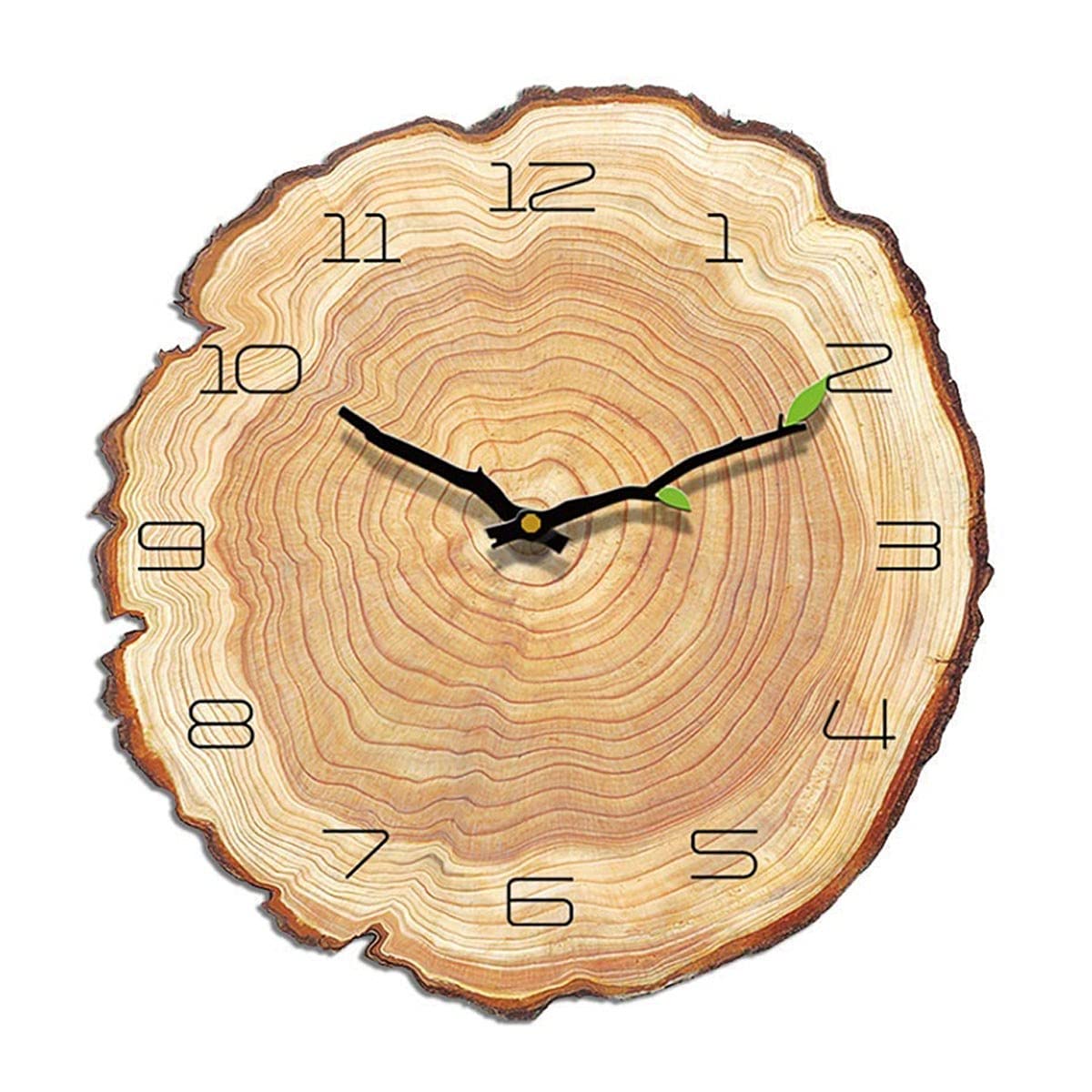 MUXISD 12 Inch Wooden Silent Non-Ticking Wall Clock - Battery Operated Decorative Irregular Shape Clock for Kitchen, Bedroom, Living Room & Office - Stylish Brown Home Decor (Perfect for Farmhouse, Vintage & Modern Interior Design)