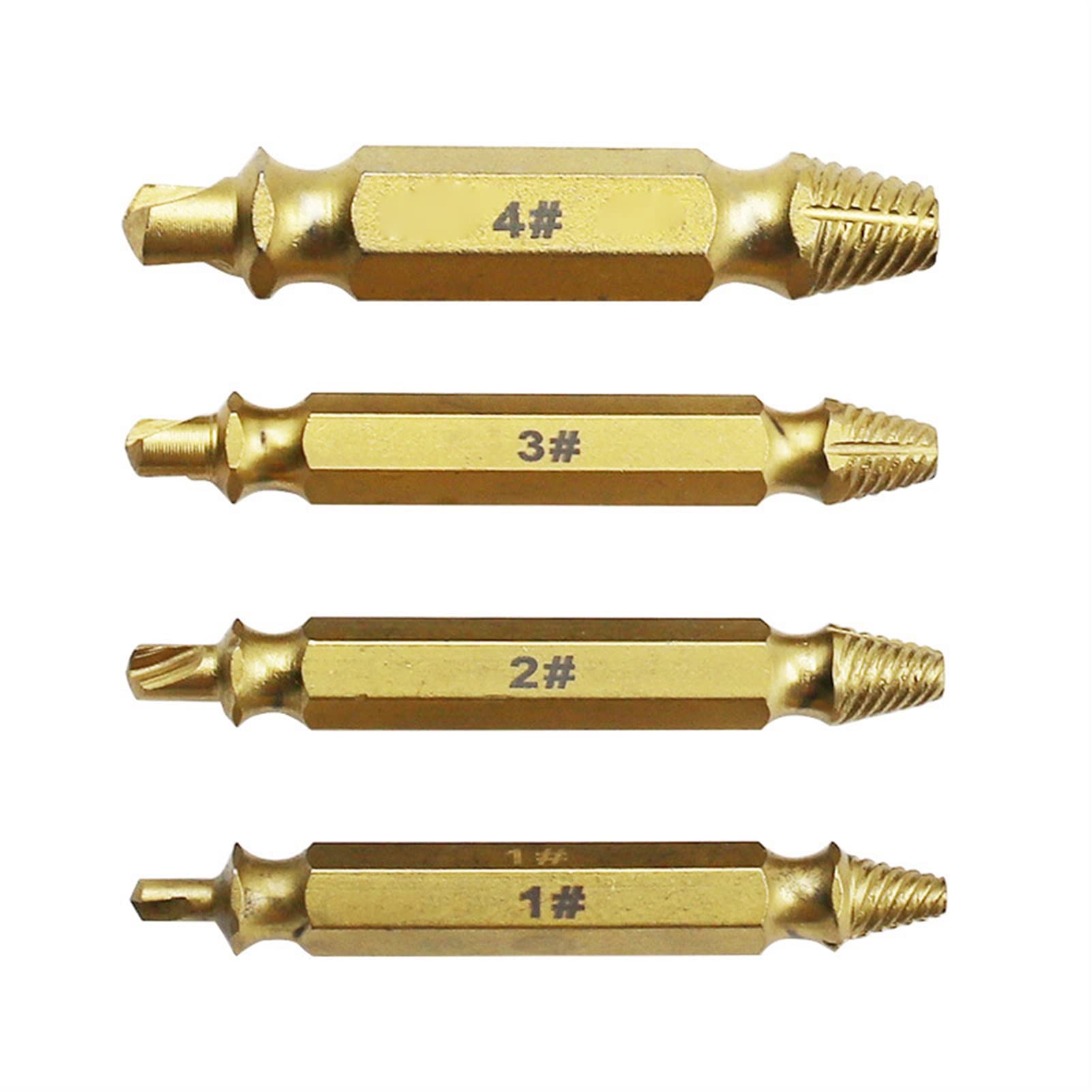 KIRANDY Titanium Plated Damaged Screw Extractor Set - 5pcs High Speed Drill Bits Guide for Stripped Bolt & Stud Removal - Essential Automotive & Home Repair Tool Kit (Color: 5pcs-a) - Perfect for DIY Projects, Furniture Assembly, and Machinery Maintenance
