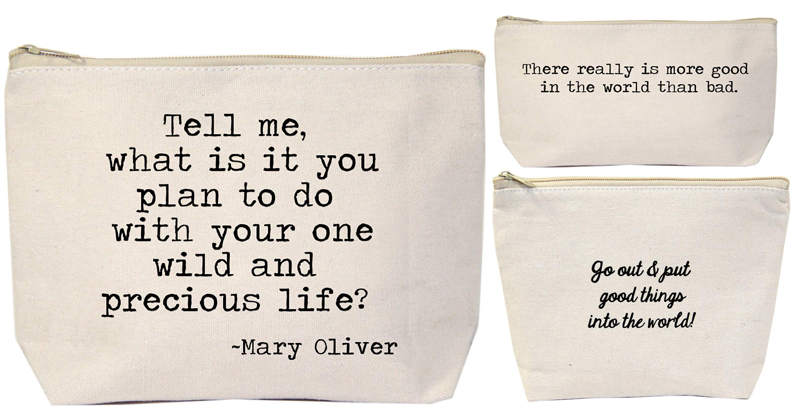 Jules Adventure Milestone Gift Set - 3 Sizes Makeup Bags for Women | Positive Vibes Present for Birthdays, Travel & Self-Care | Perfect Cosmetic Organizer for Graduation, Bridal Shower & Daily Use