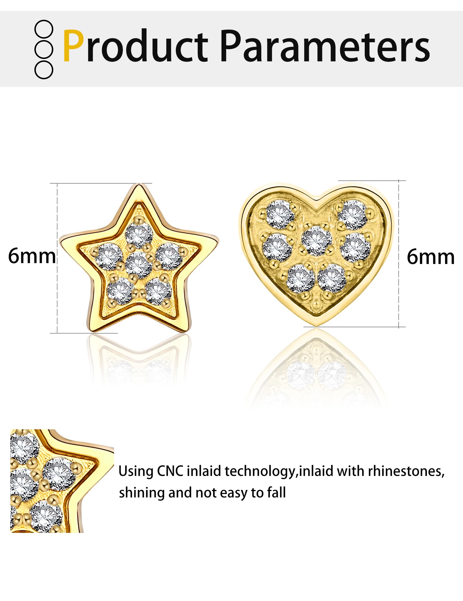 Cubic Zirconia Stud Earrings Set for Women - Hypoallergenic 316L Surgical Steel Gold Earrings - Perfect Birthday & Valentine's Day Gifts for Her - Elegant Jewelry for Everyday Wear, Date Nights & Special Occasions