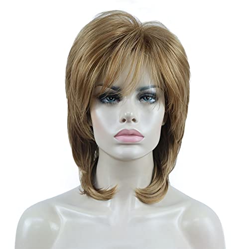 Aimole Soft Shaggy Layered Medium Length Synthetic Women Wig - Classic Cap - 19 Light Strawberry Blonde | Perfect for Cosplay, Halloween, Daily Wear & Fashion Styling