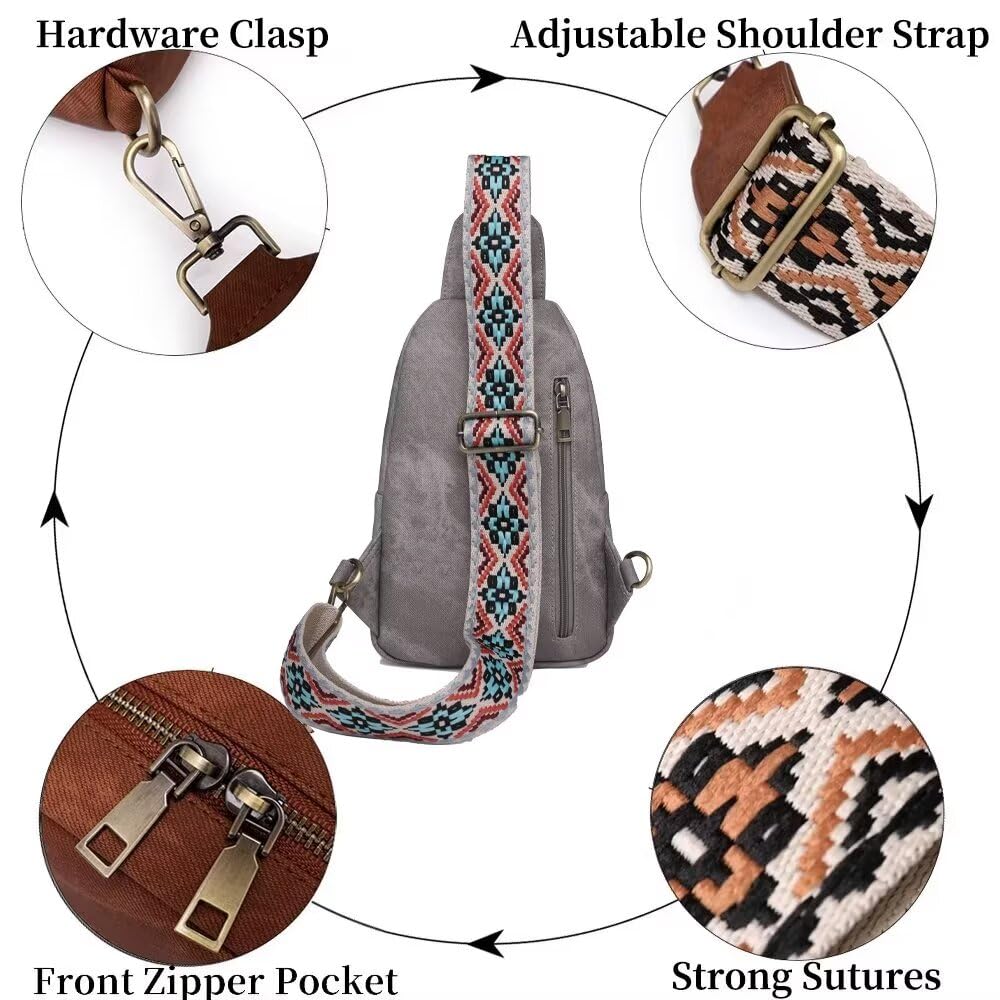Women's Vegan Leather Sling Bag - Adjustable Crossbody Purse for Travel & Daily Use