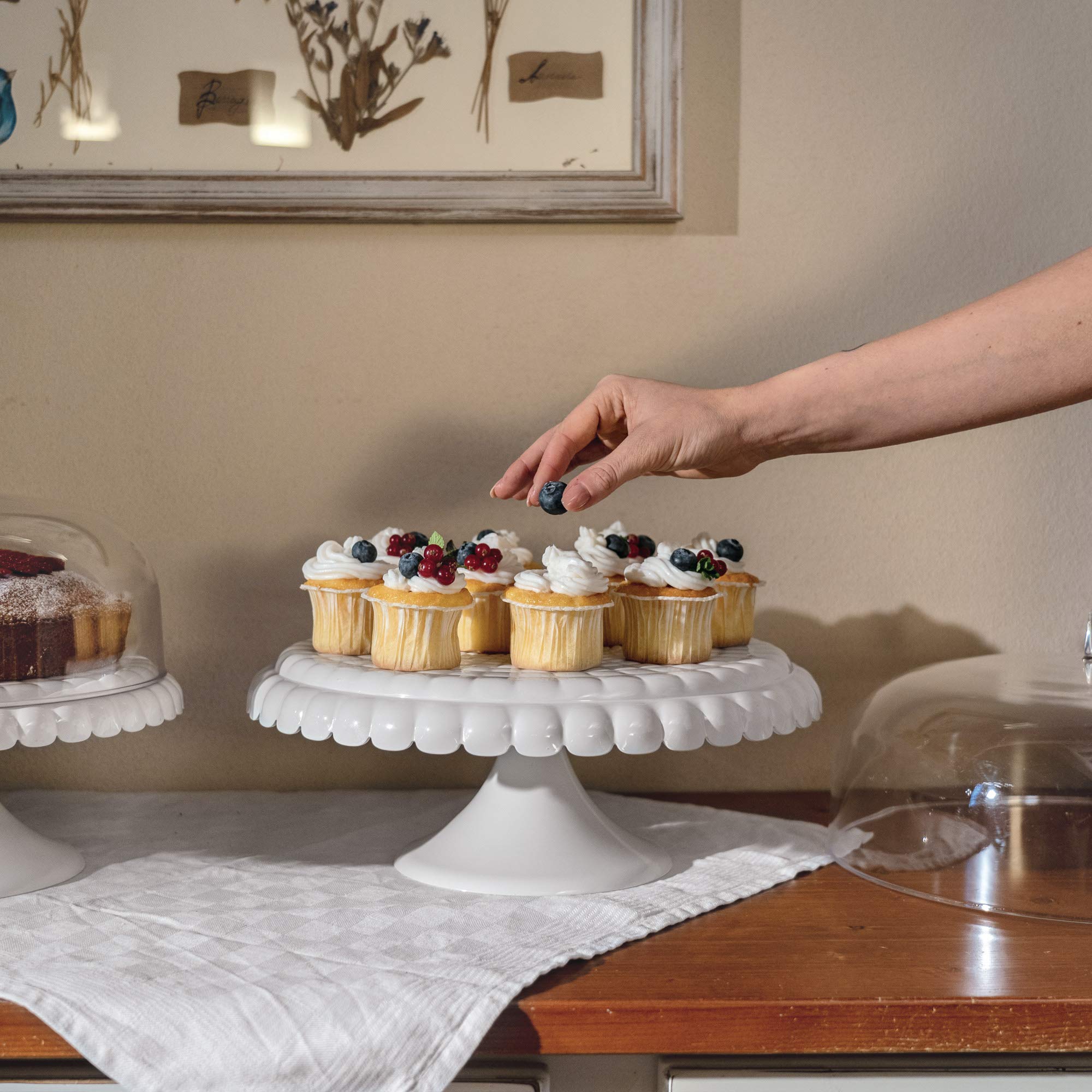Guzzini 1994 Elegant Glass Cake Stand with Bell - Perfect for Weddings, Birthdays & Special Occasions - SAN & SMMA Collection
