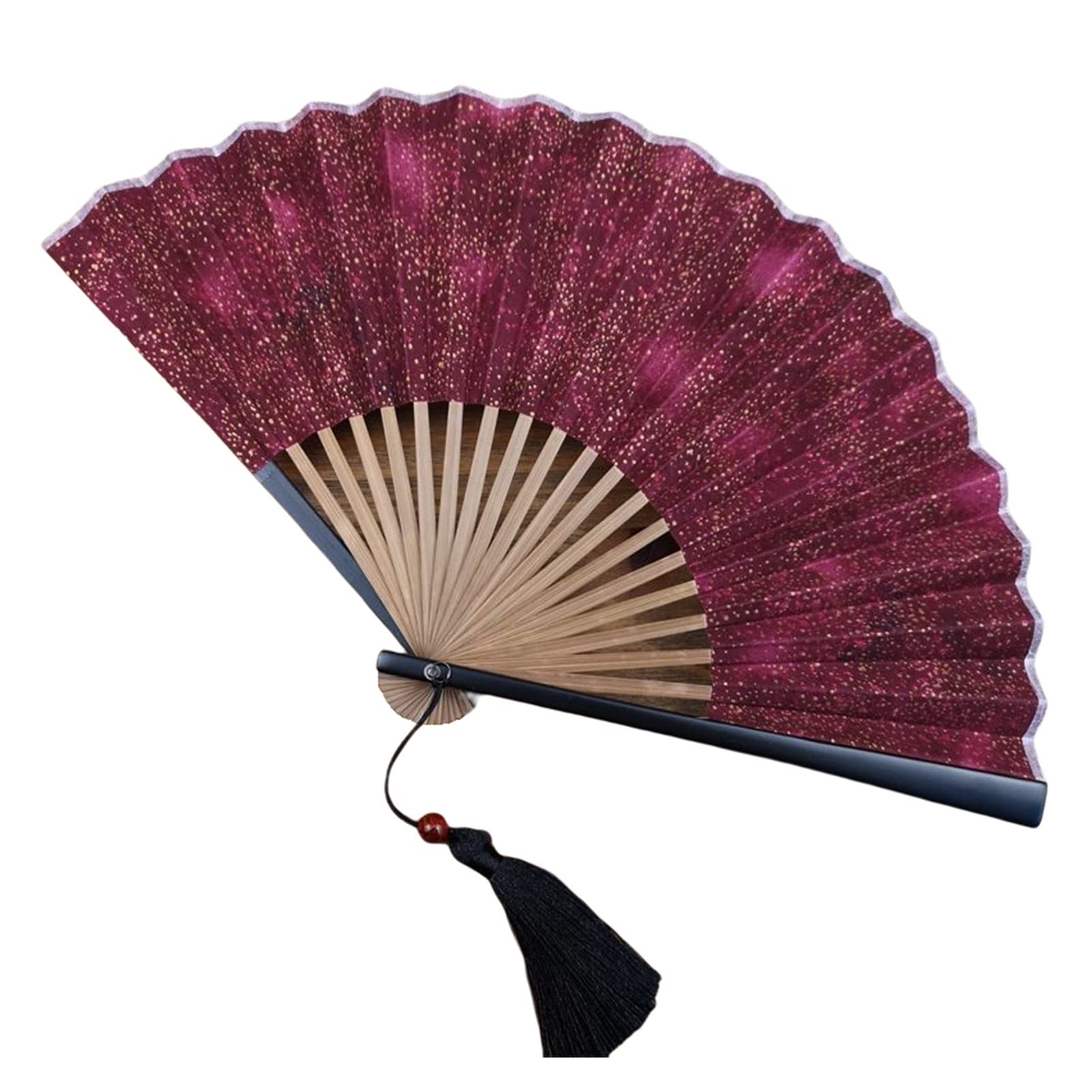 YWEEL Personalized Pride Rave Fan - Vintage Chinese Wood Folding Fan for Hanfu Cosplay, Rave Parties & Home Decor - Portable Handheld Fan (Red) - Perfect for Festivals, Weddings & Asian-Themed Events