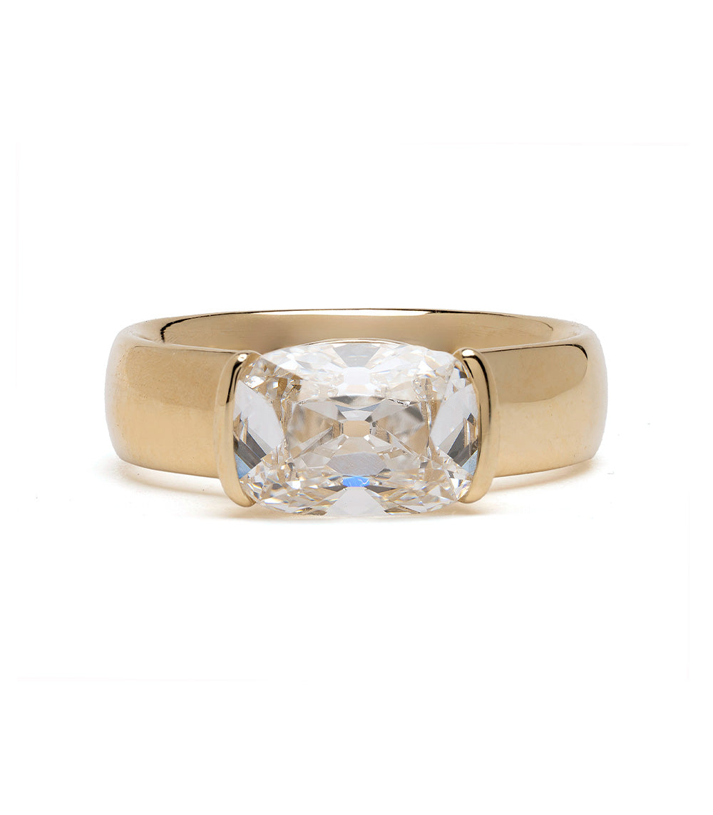 Bardot Half Bezel Engagement Ring - 14K White Gold Diamond Wedding Band for Women | Perfect for Proposals, Anniversaries & Special Occasions