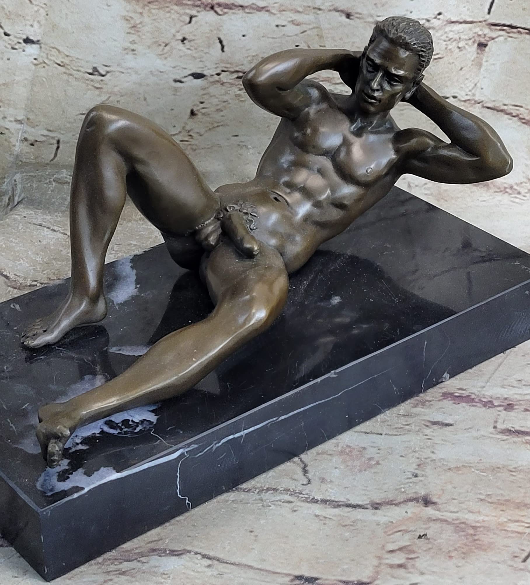 Toyboy Eric - 13cm Tall Bronze Gay Male Nude Sculpture - Erotic Bedroom Statue - Handcrafted Home Decor for Couples - Sensual Gift for Him - Perfect for Bedside Display & Romantic Settings
