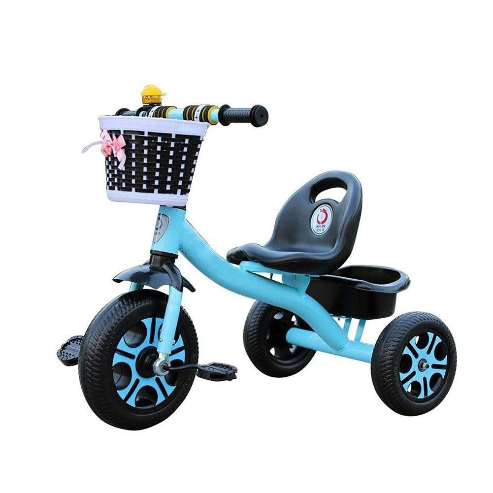DYCIN Foldable Toddler Tricycle for 1-6 Year Old Boys & Girls - Adjustable 3-Wheel Bike with Storage Basket for Indoor & Outdoor Play - Perfect First Bike for Preschoolers (Blue) - Great for Park Rides, Backyard Fun & Learning Balance
