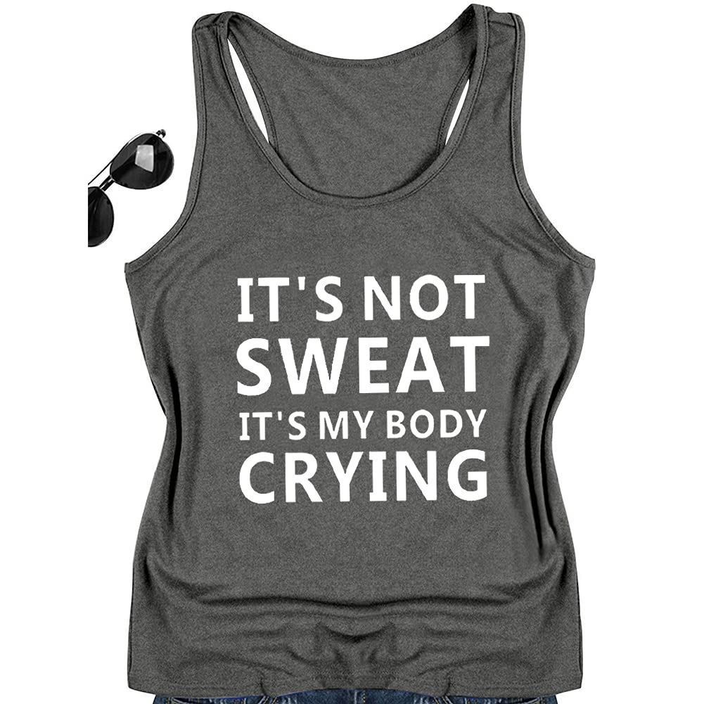 Funny Gym Tank Top for Women - 'It's Not Sweat It's My Body Crying' Workout Shirt, Breathable Yoga Top, Comfortable Fitness Vest - Perfect for Yoga, Running & Gym Sessions