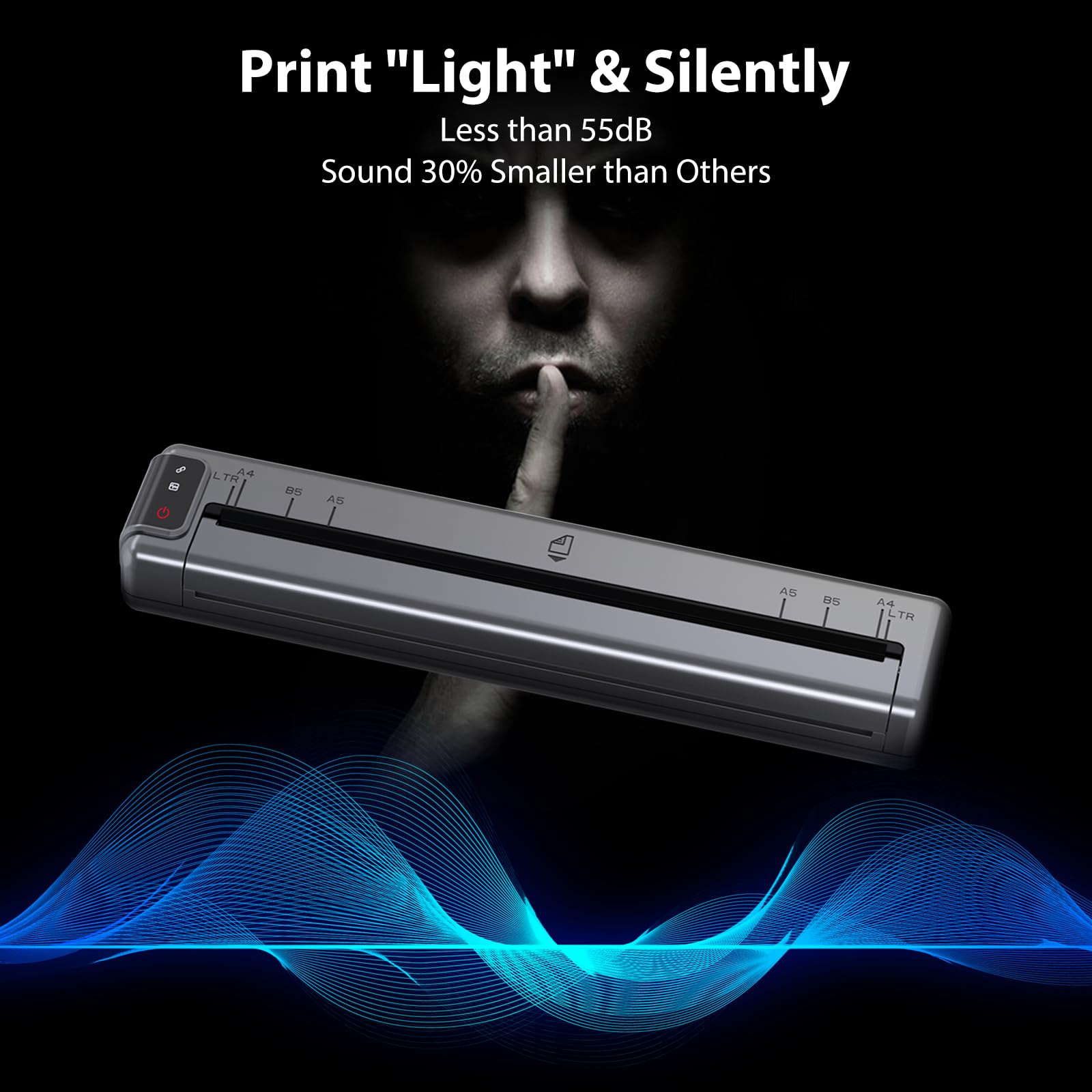 Phomemo Q302 Ultra-Light Wireless Portable Thermal Printer - Inkless Printing for US Letter/A4/A5/B5 Paper - WiFi & Bluetooth Compatible with Android, iOS, Laptop - Perfect for Home Office, Travel, Receipts & Label Printing