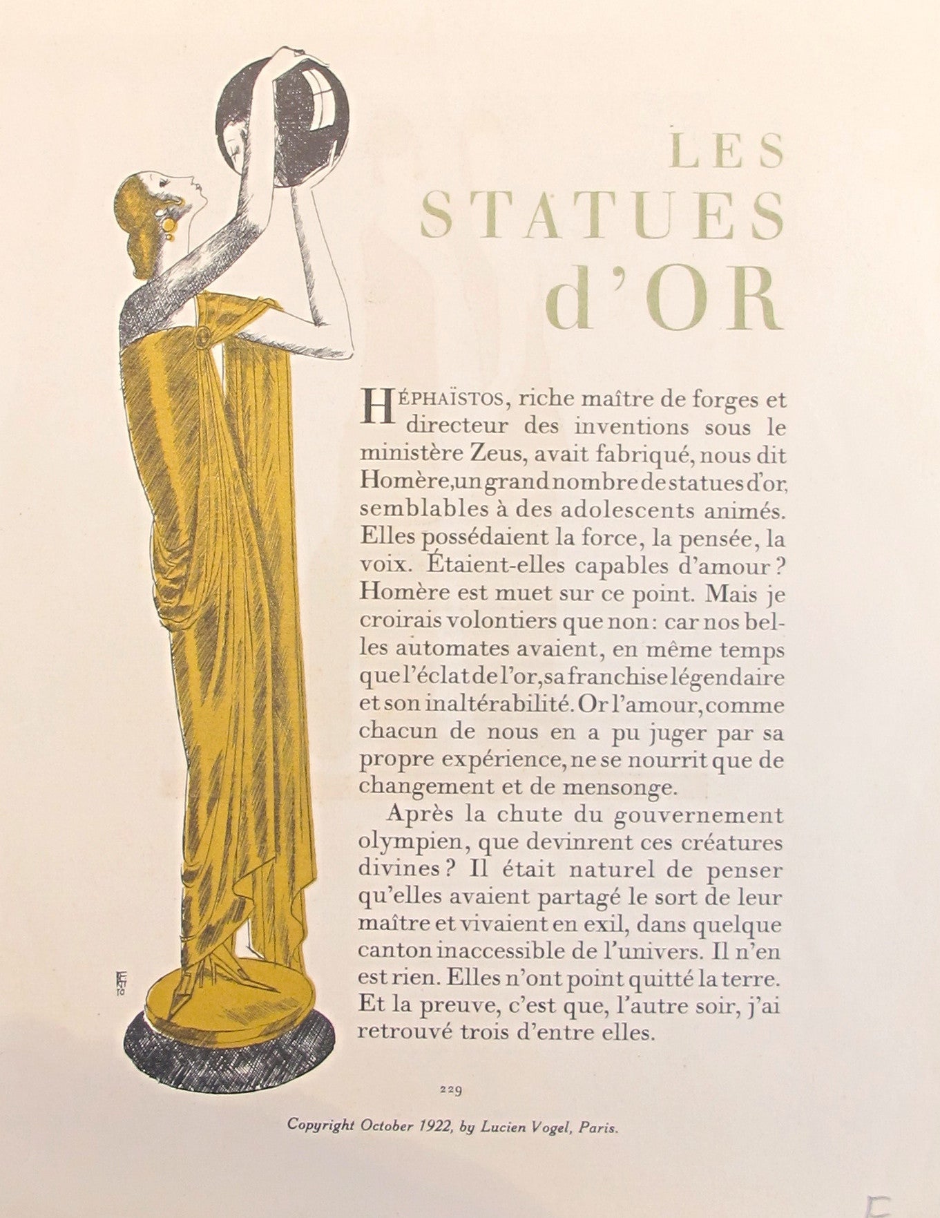 Vintage 1920 French Art Deco Poster - Gazette du Bon Ton Les Statues D'Or Set of 2 - Classic Wall Art for Home, Office & Gallery Decor