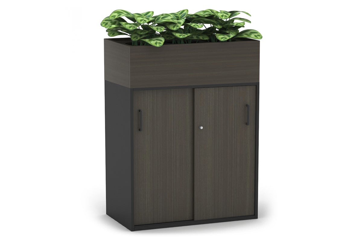 Uniform Medium Credenza with Planter Box - 800W x 1125H x 428D - Modern Storage Cabinet for Living Room, Bedroom or Office - Perfect for Home Organization and Indoor Plant Display