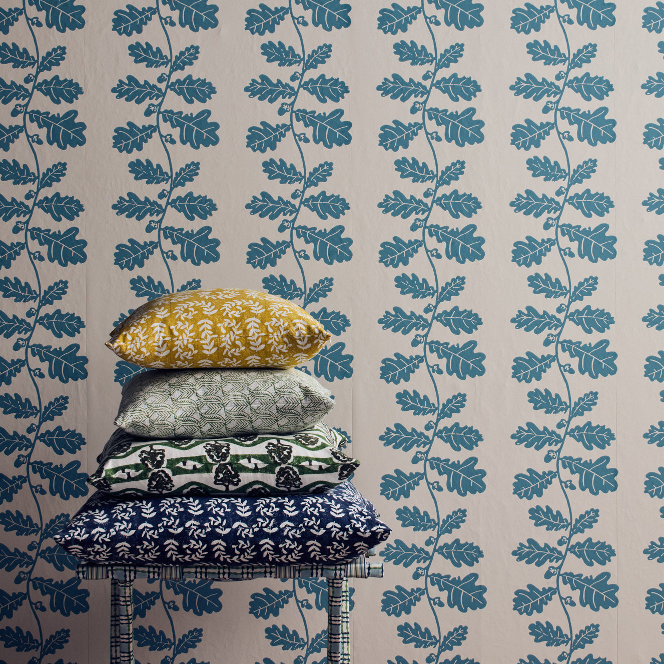 Handmade Sycamore Wood Block Printed Blue Cotton Fabric - Perfect for DIY Crafts, Home Decor & Fashion Accessories