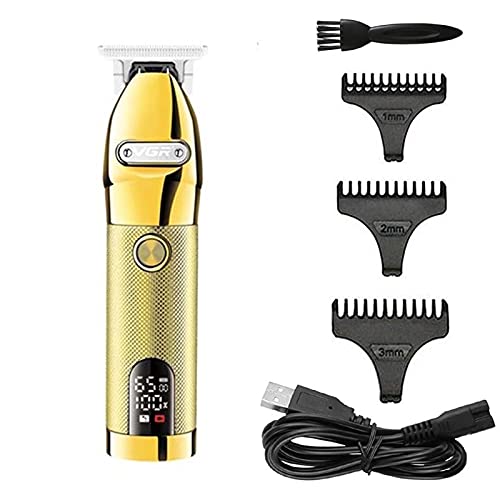 Professional USB Rechargeable Hair Clipper Trimmer for Men - 1500mAh Battery Gold Beard & Hair Cutting Machine - Perfect for Home Barbering, Grooming & Styling