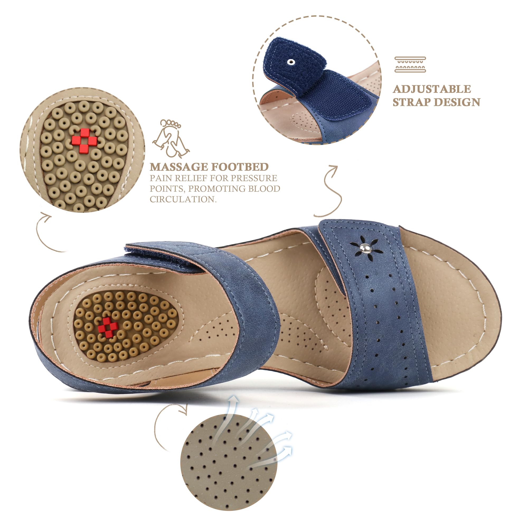 JABASIC Women's Comfortable Orthotic Walking Sandals with Arch Support - Perfect for Travel, Hiking & Everyday Wear