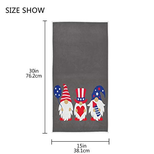 QUGRL Patriotic Independence Day Gnome Bath & Kitchen Towels - 16x30 Inch Premium Soft Cotton Dish & Hand Towels for 4th of July Decor, Guest Bathroom, Hotel Spa, Gym & Sports Use