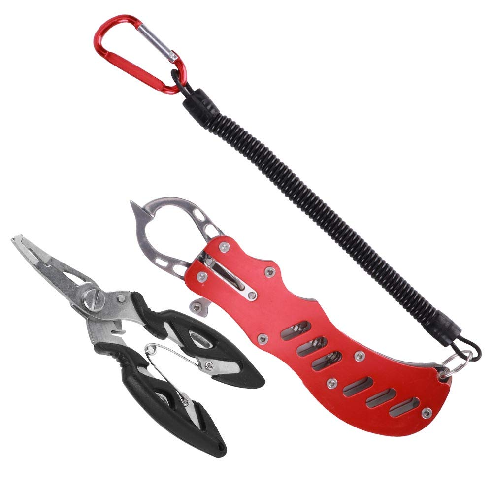 Shanrya Fish Grips - Blue, Red, Black Fish Lip Grabber Tool for Saltwater & Freshwater Fishing - Perfect for Anglers, Fishing Enthusiasts & Outdoor Adventures