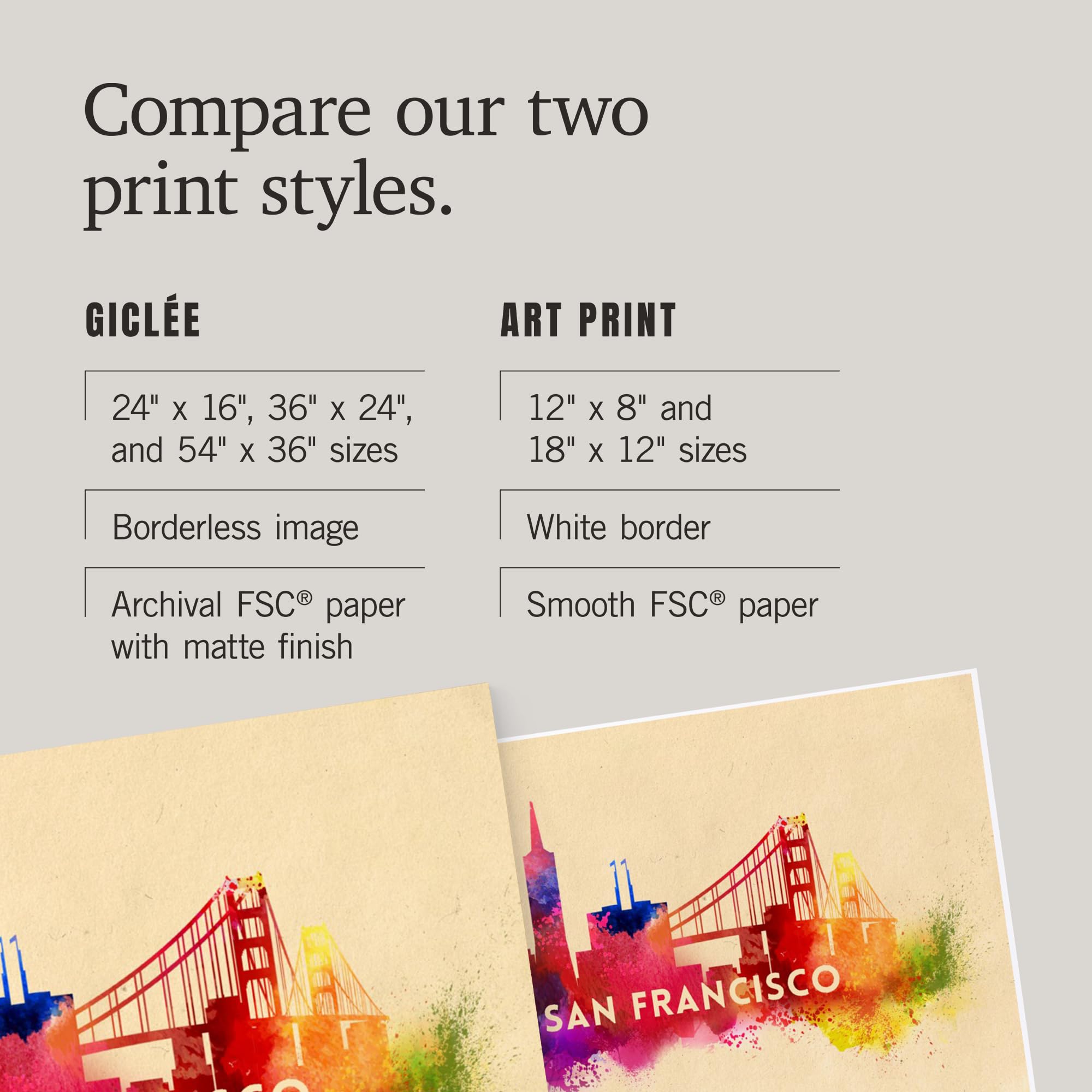 Lantern Press 16x24 Inch Giclee Art Print - San Francisco California Skyline Abstract Wall Art in Cream | Modern Home Decor for Living Room, Bedroom & Office