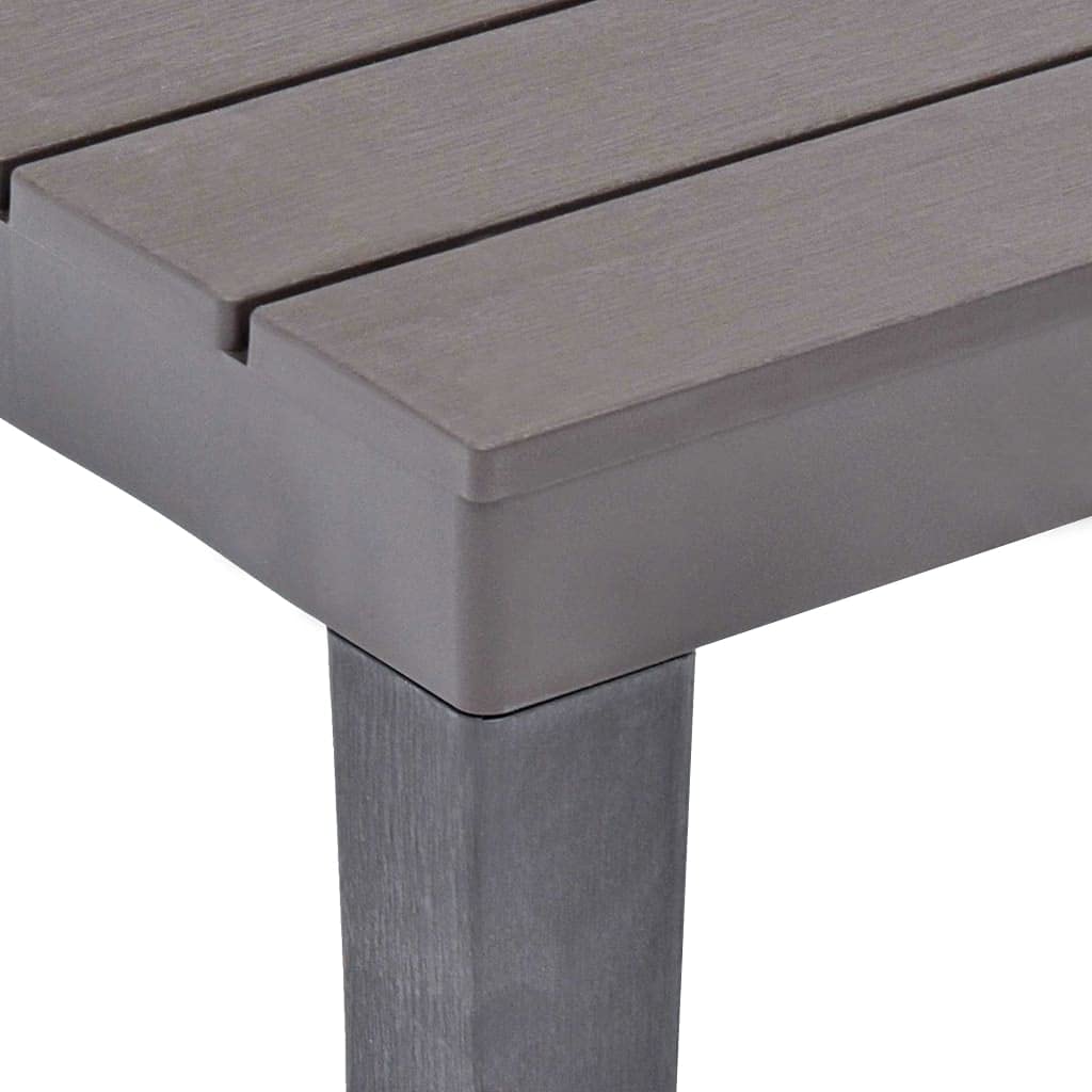 vidaXL Brown Plastic Outdoor Garden Table Set with 2 Benches - Perfect for Patio, Backyard, and Picnic Use