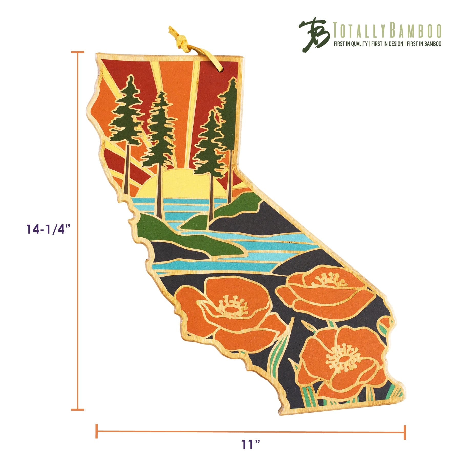 California-Inspired Wooden Cutting Board with Summer Stokes Artwork – Perfect for Kitchen Prep, Charcuterie Boards & Home Decor
