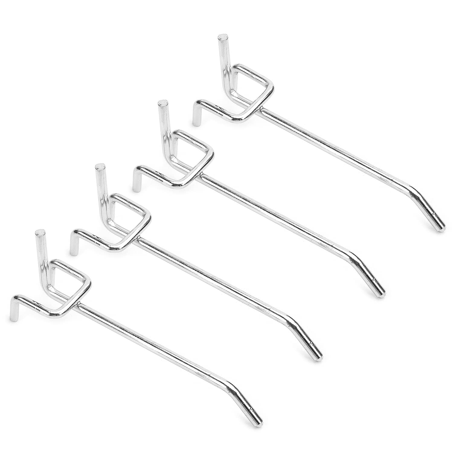 MroMax Pegboard Hooks 10Pcs - Silver Grid Wall Hooks for Supermarket Display, Retail Shelving & Garage Organization - Durable Metal Pegboard Hooks for Home, Office & Store Storage Solutions