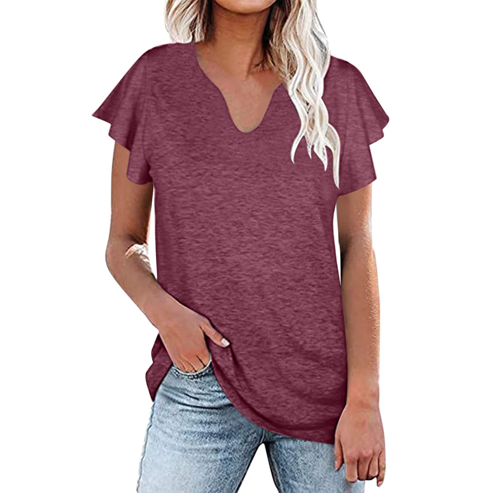 Women's Puff Short Sleeve T-Shirt - V-Neck Casual Summer Top Blouse for Women | Trendy & Cute Ladies Fashion | Perfect for Beach Outings, Date Nights & Weekend Brunch