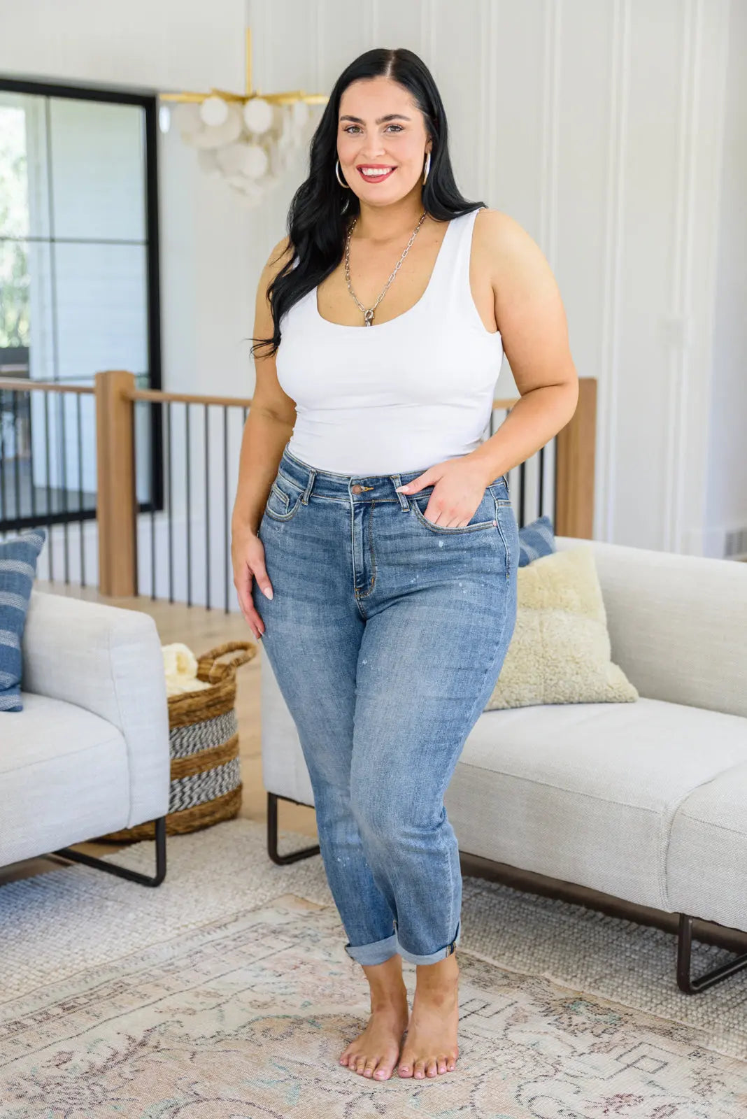 Corey Hi Rise Bleach Splash Boyfriend Jeans for Women - Distressed Denim Pants with Comfortable Fit - Perfect for Casual Outings, Street Style & Everyday Wear