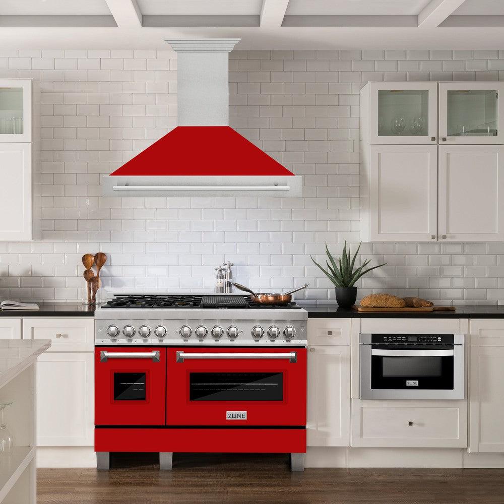 ZLINE 48-Inch Stainless Steel Wall Mount Range Hood with Satin Finish & Stainless Steel Handle (8654SNX 48) - Powerful Kitchen Ventilation for Gas Stoves & Cooking Areas